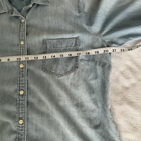 J. Crew Perfect Fit Denim Chambray Button Down Shirt 100% Cotton Sz L Western - Picture 7 of 10